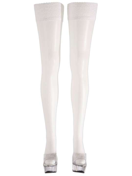 CALZE AUTOREGGENTI BIANCHE CON BALZA IN PIZZO